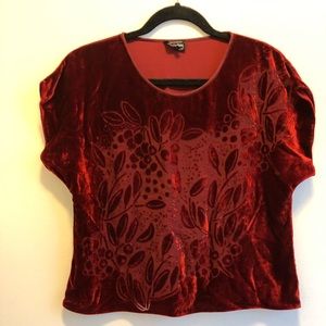 Jan Lindsay Red Burnt Out Velvet Top